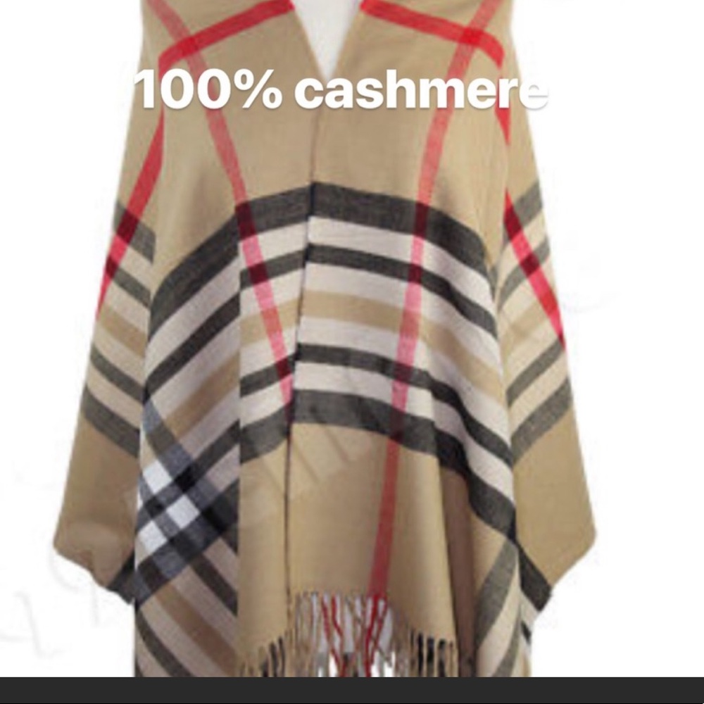 ‼️SOLD‼️100% CASHMERE PLAID PONCHO/SCARF/WRAP💕
